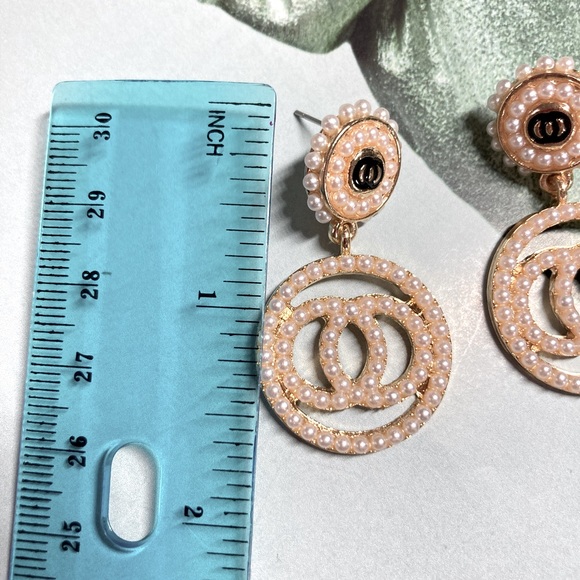 Gold Tone Simulated Pearl Earrings - Picture 5 of 5